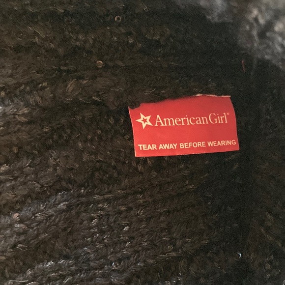 NWOT ⭐️AMERICAN GIRL Kids Black Sparkly Winter Beanie with White Pompom - Picture 2 of 5